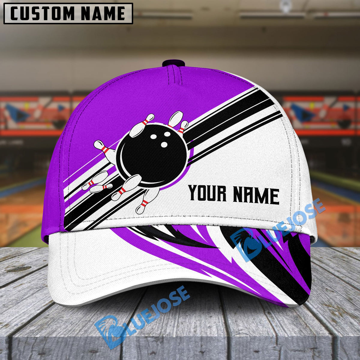 BlueJoses Bowling And Pins Dancing Strike Multicolor Personalized Name Cap