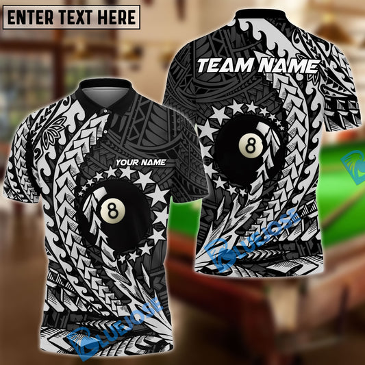 BlueJose Billiards Ball 8 Maori Stars Personalized Name, Team Name Unisex Shirt (4 Colors)