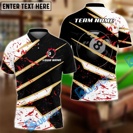 BlueJose Billiards Ball 8 Black White Stain Personalized Name, Team Name Unisex Shirt (4 Colors)