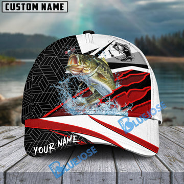 Bluejose Bass Fishing Red White Scratch Sport Personalized Cap