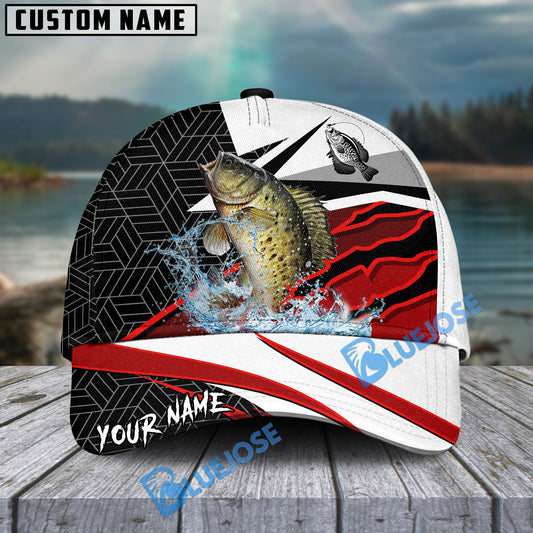 Bluejose Crappie Fishing Red White Scratch Sport Personalized Cap
