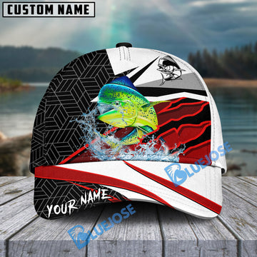 Bluejose Mahi mahi Fishing Red White Scratch Sport Personalized Cap