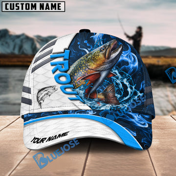 Bluejose Trout Fishing White Blue Lava Sport Personalized Cap