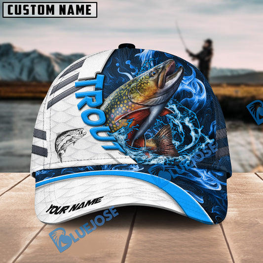 Bluejose Trout Fishing White Blue Lava Sport Personalized Cap