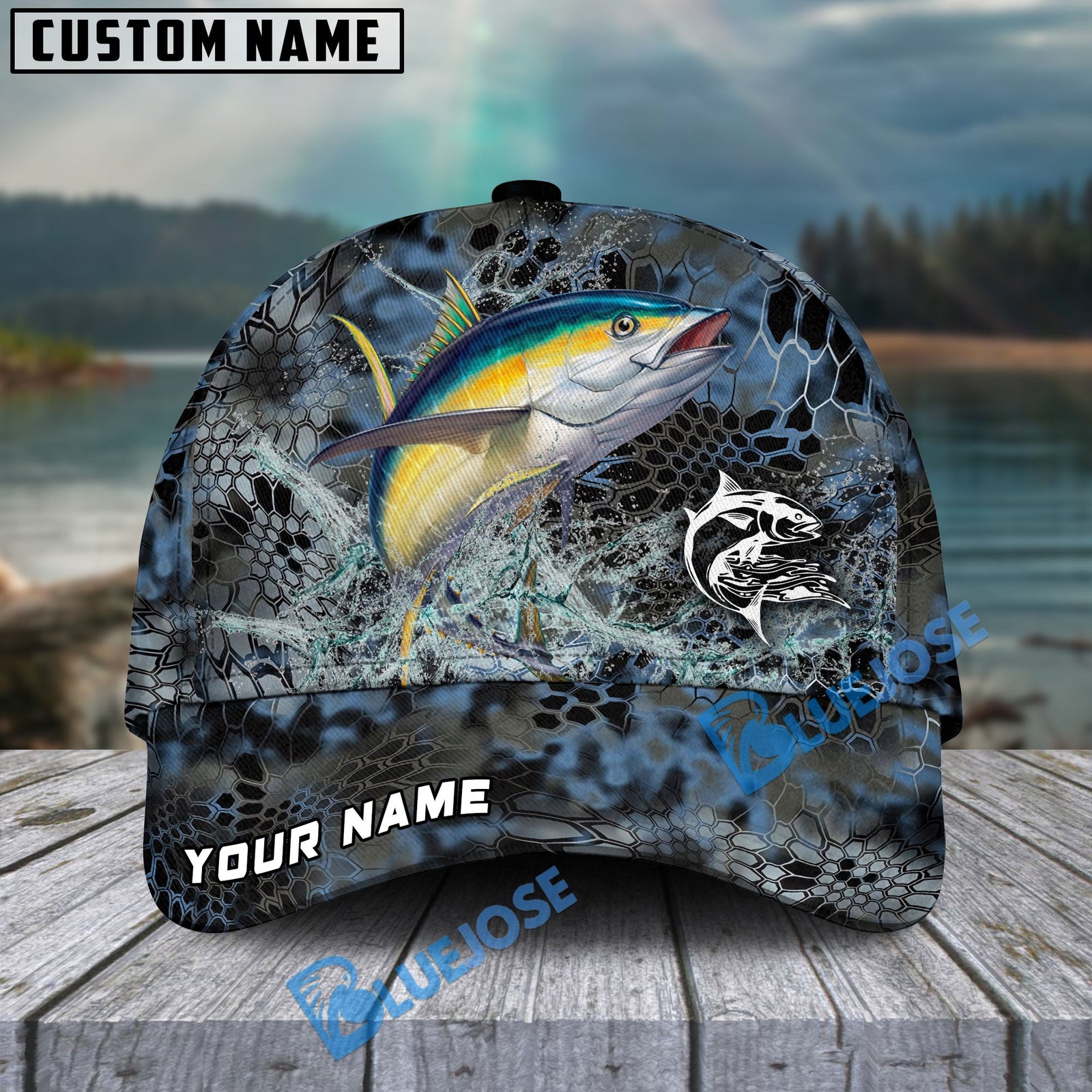 Bluejose Tuna Fishing Blue Kryptek Camo Personalized Cap
