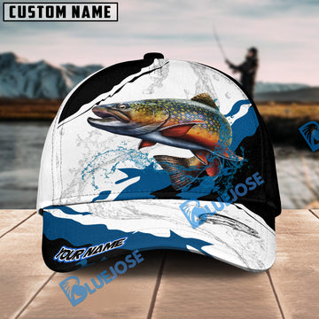 Bluejose Trout Fishing Black White Water Flow Personalized Cap