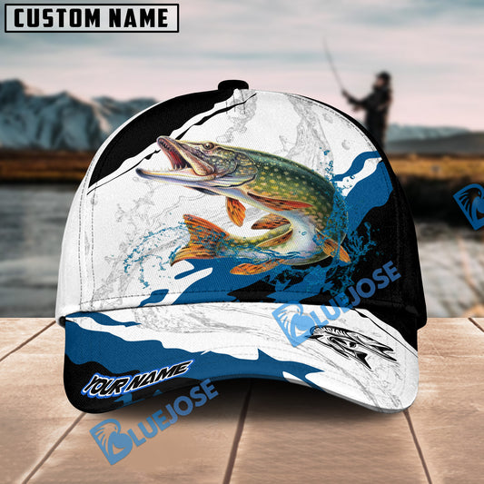 Bluejose Pike Fishing Black White Water Flow Personalized Cap