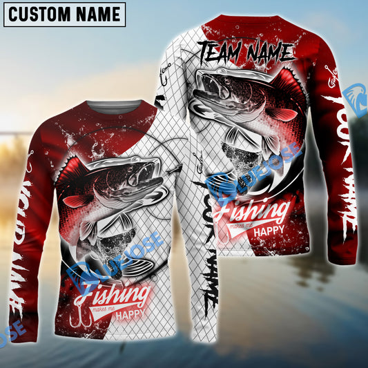 Bluejose Walleye Fishing Dark Red Skin Sport Custom Name & Team Name 3D Shirts