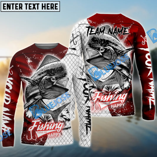 Bluejose Mahi mahi Fishing Dark Red Skin Sport Custom Name & Team Name 3D Shirts