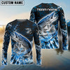 Bluejose Pike Fishing Dark Grunge Blue Custom Name & Team Name 3D Shirts