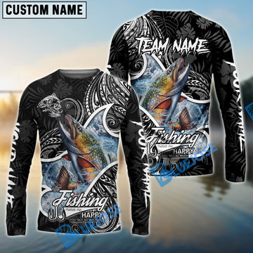 Bluejose Trout Fishing Black White Maori Custom Name & Team Name 3D Shirts