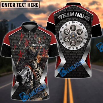 BlueJose Darts Skull Cowboy Personalized Name, Team Name Shirt (4 Colors)