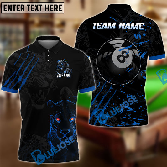 BlueJose Billiards Ball 8 Leopard Panther Personalized Name & Team Name Shirt (4 Colors)
