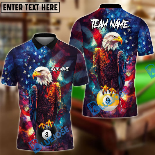 BlueJoses Billiards Ball 8 & 9 Eagle US Flag Customized Name, Team Name 3D Shirt