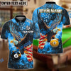 BlueJose Billiards Ball 8 & Ball 9 Sky Eagle US Flag Personalized Name & Team Name Shirt (4 Colors)