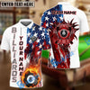 BlueJose Billiards Ball 8 Pool American Flag Flaming Personalized Name & Team Name Shirt (4 Colors)