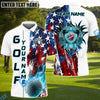 BlueJose Golf American Flag Flaming Ball Customized Name, Team Name 3D Shirts (4 Colors)