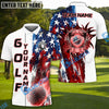 BlueJose Golf American Flag Flaming Ball Customized Name, Team Name 3D Shirts (4 Colors)