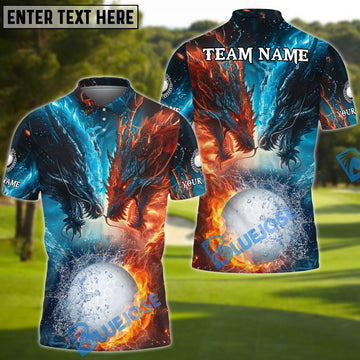 BlueJose Golf Water Dragon & Fire Dragon Customized Name, Team Name 3D Shirts