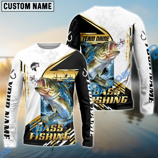 Bluejose Bass Fishing Hook Graphic & Jumping Fish Art Custom Name & Team Name 3D Shirts