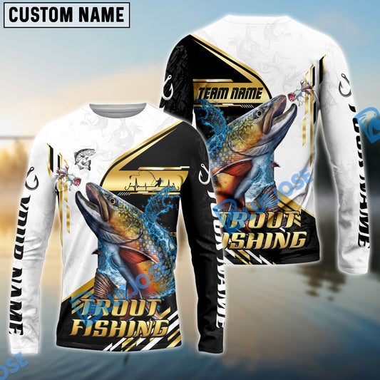 Bluejose Trout Fishing Hook Graphic & Jumping Fish Art Custom Name & Team Name 3D Shirts