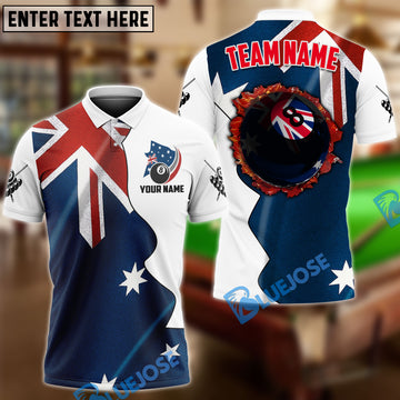 BlueJose Billiards Ball 8 Fire Autralian Flag Personalized Name, Team Name Unisex Shirt