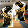 BlueJose Bowling And Pins Royal Black Flame Multicolor Options Personalized Name Shirt (4 Colors)