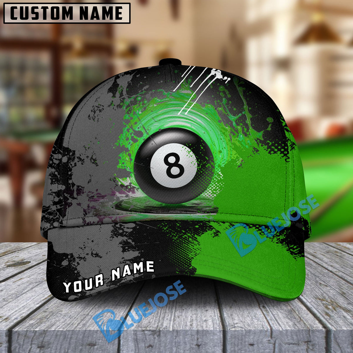 BlueJose Billiards Ball 8 Paint Personalized Name Cap (4 Colors)