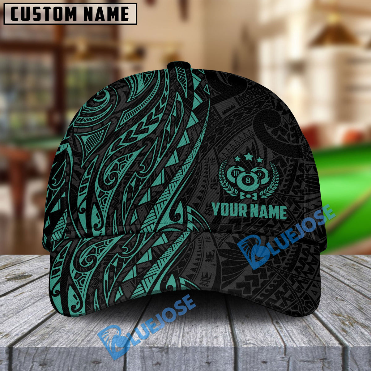 BlueJose Billiards Maori Personalized Name Cap (4 Colors)
