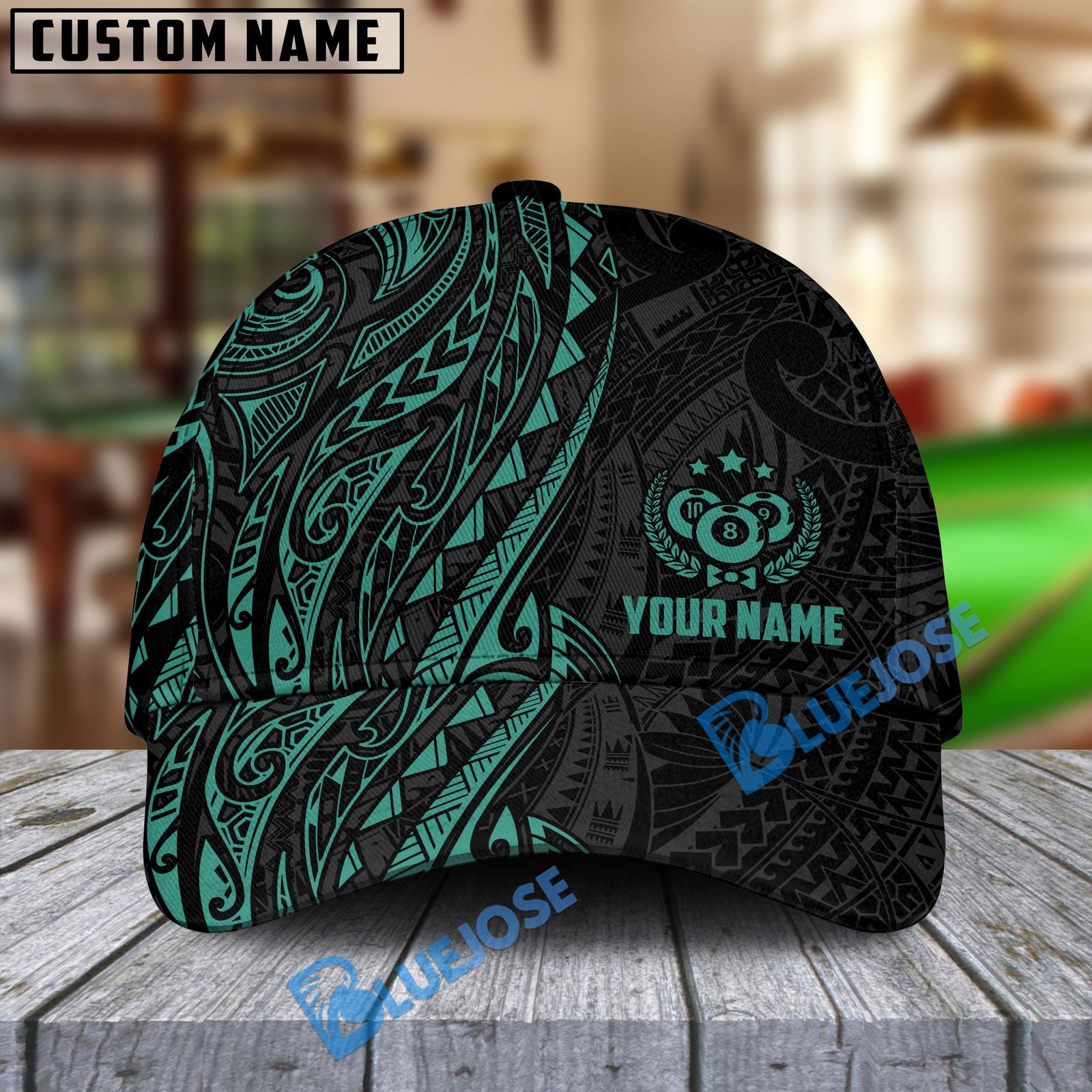 BlueJose Billiards Maori Personalized Name Cap (4 Colors)