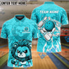 BlueJose Bowling And Pins Cute Lion Customized Name, Team Name 3D Shirt (4 Colors)