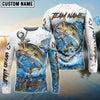 Bluejose Bass Fishing Anchor Ocean Splash Design Name & Team Name 3D Shirts
