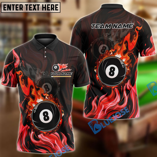 BlueJose Billiards 8 Ball Double Fire Personalized Name Shirt (4 Colors)