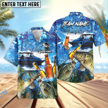 BlueJose Crappie Fishing Boat Blue Beer Personalized All Over Print 3D Hawaiian Shirt