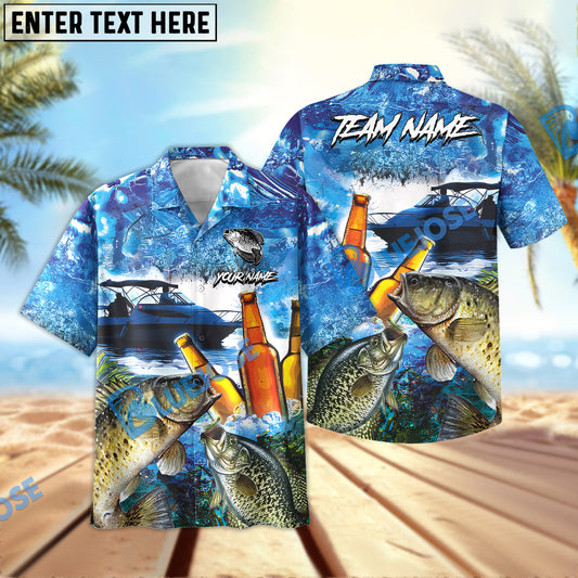 BlueJose Crappie Fishing Boat Blue Beer Personalized All Over Print 3D Hawaiian Shirt