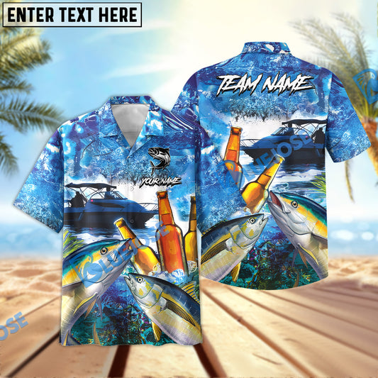 BlueJose Tuna Fishing Boat Blue Beer Personalized All Over Print 3D Hawaiian Shirt