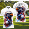 BlueJose Golf American Eagle Flag Paint Pattern Customized Name, Team Name 3D Shirts (4 Colors)