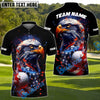 BlueJose Golf American Eagle Flag Paint Pattern Customized Name, Team Name 3D Shirts (4 Colors)