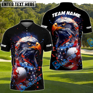 BlueJose Golf American Eagle Flag Paint Pattern Customized Name, Team Name 3D Shirts (4 Colors)