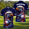 BlueJose Golf American Eagle Flag Paint Pattern Customized Name, Team Name 3D Shirts (4 Colors)