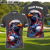BlueJose Golf American Eagle Flag Paint Pattern Customized Name, Team Name 3D Shirts (4 Colors)