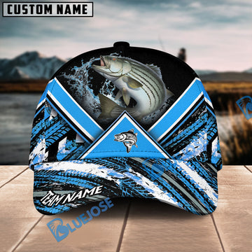Bluejose Striped Bass Fishing Blue Tire Triangle Pattern Personalized Cap
