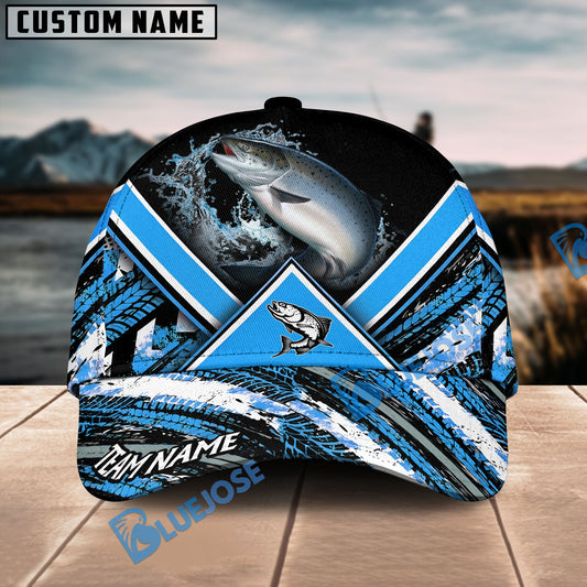 Bluejose Salmon Fishing Blue Tire Triangle Pattern Personalized Cap