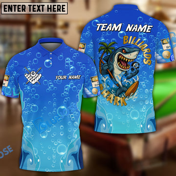BlueJose Billiards Ball 8 Angry Shark With Underwater Bubble Effect Personalized Name, Team Name Unisex Shirt