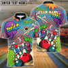 BlueJose Bowling Retro Graffiti Customized Name, Team Name 3D Shirt (4 Colors)