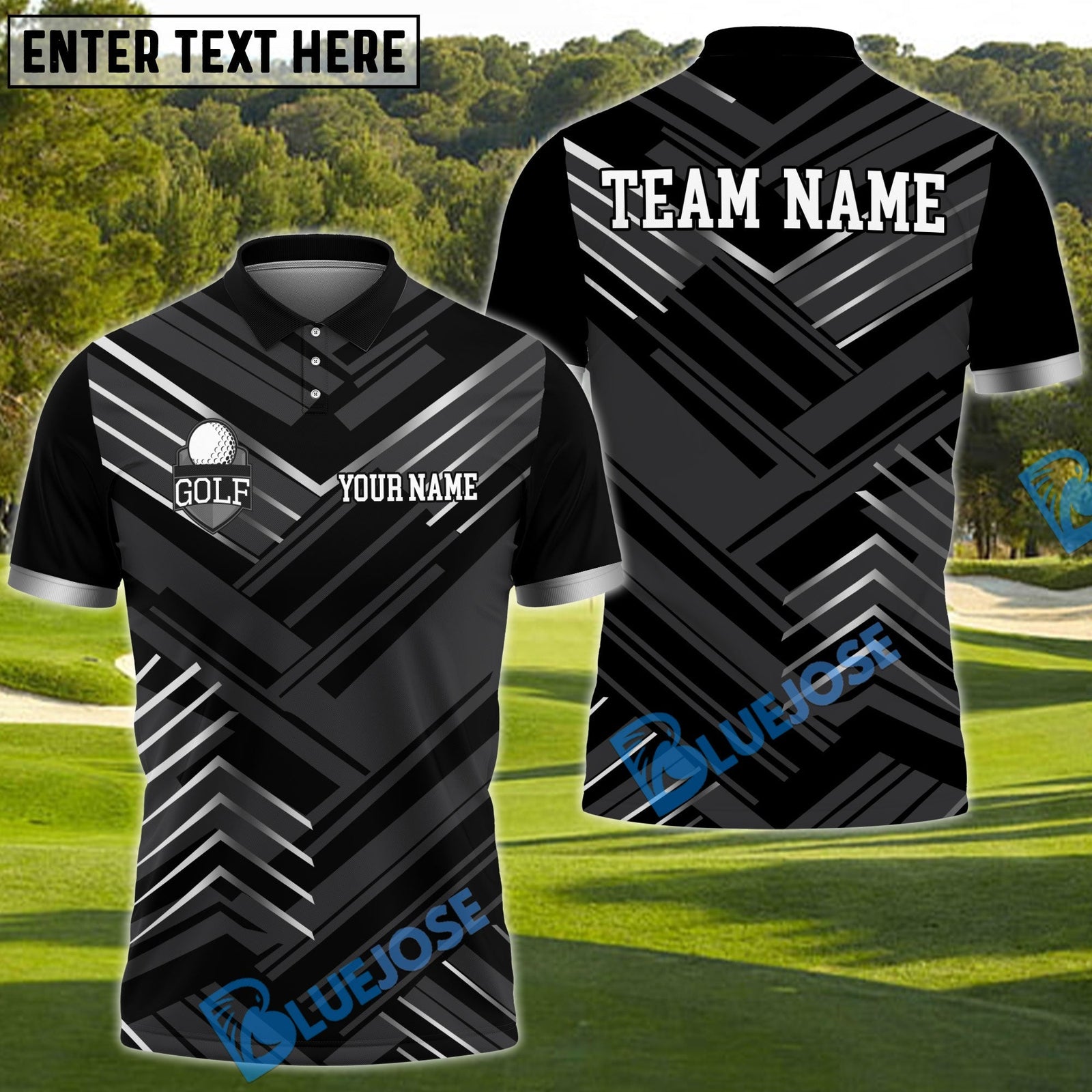 BlueJose Golf Premium Line Customized Name, Team Name 3D Shirts (4 Colors)