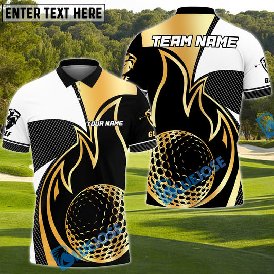 BlueJose Golf Royal Flame Customized Name, Team Name 3D Shirts (4 Colors)