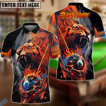 BlueJose Billiards 8-Ball Tiger Fire Chain Personalized Name Shirt (4 Colors)