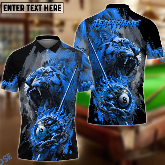 BlueJose Billiards 8-Ball Tiger Fire Chain Personalized Name Shirt (4 Colors)