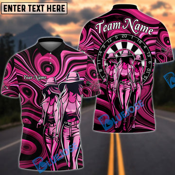 BlueJose Darts Sexy Lady Personalized Name, Team Name Shirt (4 Colors)